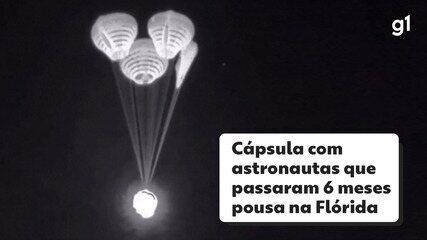 Cápsula com astronautas que passaram 6 meses na ISS pousa na costa da Flórida