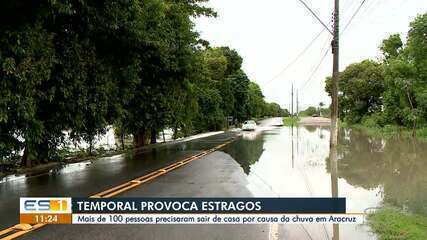 Mais de 100 pessoas tiveram que sair de casa por causa da chuva em Aracruz