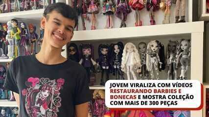 Jovem viraliza com vídeos restaurando bonecas e mostra coleção de mais de 300 peças