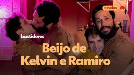 Veja os bastidores da gravação da cena do beijo entre Kelvin e Ramiro, em Terra e Paixão