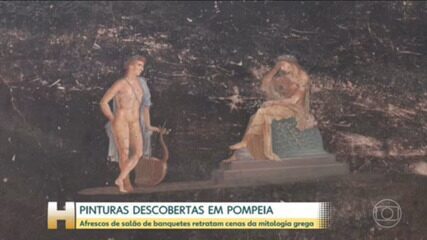 Arqueólogos revelam pinturas descobertas recentemente em Pompeia