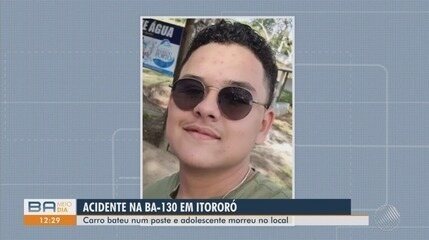 Adolescente morre em acidente de carro na BA-130, no sul da Bahia