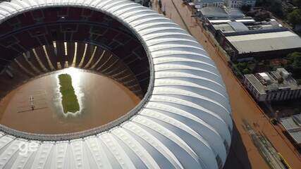 Veja imagens atualizadas do Beira-Rio atingido pela enchente, em Porto Alegre