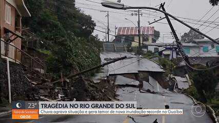 Volta a chover no RS, agravando a situação no estado. 'Hora 1', 13/05/2024