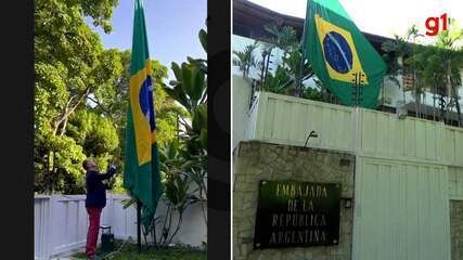 Bandeira do Brasil é erguida em residência oficial de Embaixada da Argentina em Caracas