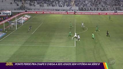 Ponte Preta perde pra Chapecoense e chega a seis jogos sem vitória na Série B