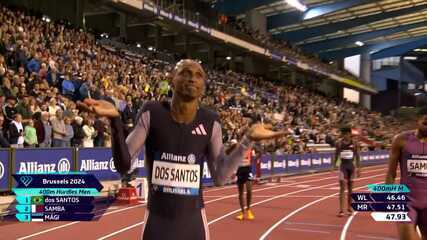 Alison dos Santos vence os 400m com barreiras na etapa de Bruxelas da Diamond League