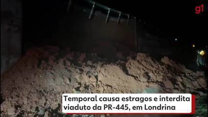 Temporal causa estragos e interdita viaduto da PR-445, em Londrina