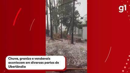 Chuva, granizo e vendavais acontecem em diversas partes de Uberlândia