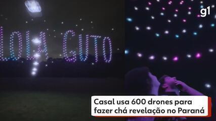 Casal usa 600 drones para fazer chá revelação no Paraná