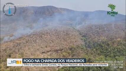 Atrativo do parque nacional é fechado por causa de incêndio em Alto Paraíso de Goiás