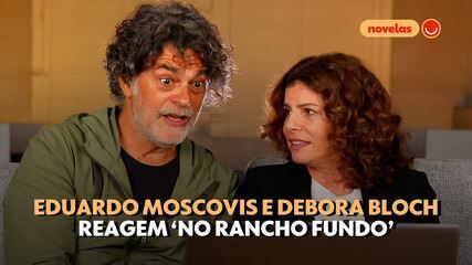 Eduardo Moscovis e Debora Bloch reagem a cenas de Ariosto e Deodora em No Rancho Fundo