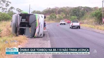 Ônibus que tombou na BR-110 não tinha licença para fazer viagem na Bahia