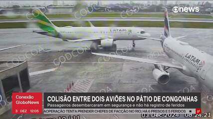 Dois aviões da Latam se envolvem em acidente no pátio do aeroporto de Congonhas