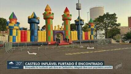 Castelo inflável gigante furtado de shopping em Mogi Guaçu é localizado em Sertãozinho