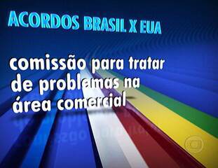 Reportagem de Poliana Abritta sobre os acordos comerciais com o Brasil assinados por Barack Obama durante a visita oficial que o presidente americano fez ao país. Jornal Nacional, 19/03/2011.