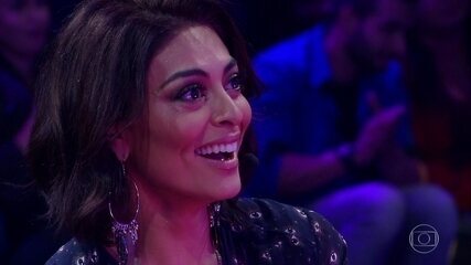 Juliana Paes recebe homenagem da família e se emociona no programa 'Tamanho Família'. (10/07/2016)