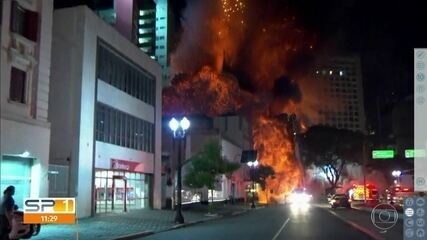 Imagens mostram momento em que prédio desaba no centro de SP