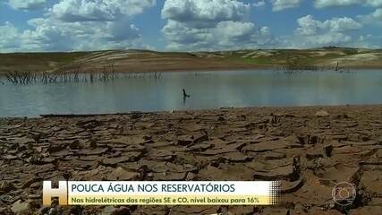 Falta de chuva deixa reservatórios das hidrelétricas com nível baixíssimo