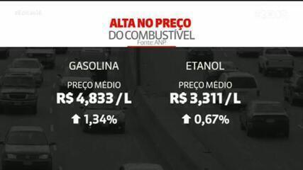 Preço médio da gasolina sobre pela quarta semana seguida