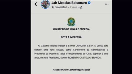 Bolsonaro anuncia troca de presidente da Petrobras