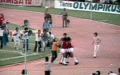 Em 1979, os gols de Internacional 2 x 1 Vasco, pela final do Campeonato Brasileiro