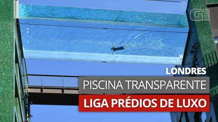 VÍDEO: Piscina transparente suspensa liga dois blocos em empreendimento na Inglaterra