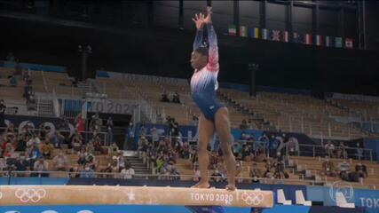 Simone Biles volta a competir conquista bronze na trave