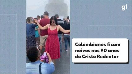 Colombiano pede noiva em casamento aos pés do Cristo Redentor