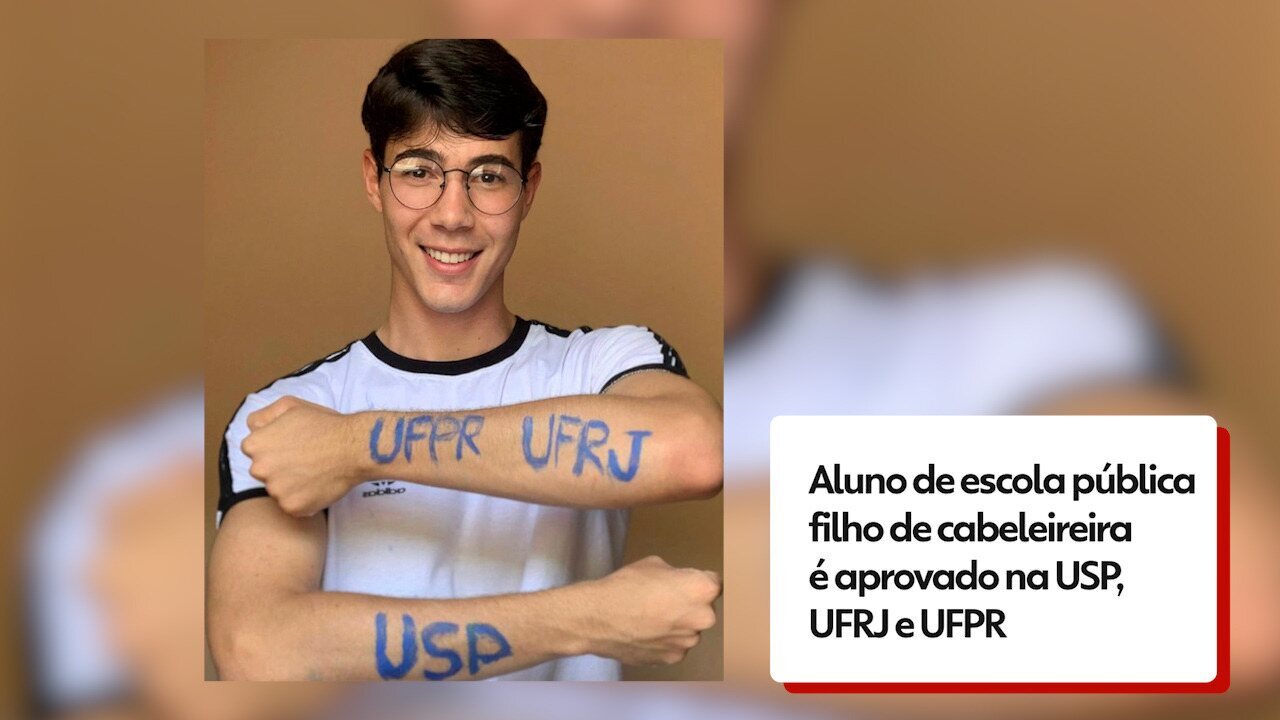 Aluno de escola pública filho de cabeleireira é aprovado na USP, UFRJ e UFPR