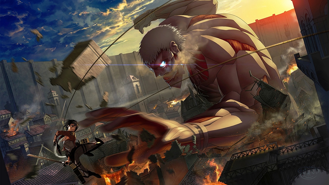 壁紙 1366x768 進撃の巨人 ウォリアーズ Mikasa Ackerman アニメ ダウンロード 写真