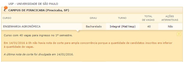 Cursos da USP tiveram menos inscritos que vagas até a última parcial divulgada no Sisu. (Foto: Reprodução)