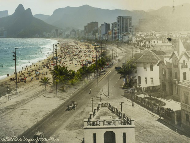 Avenida Vieira Souto, em Ipanema, na década de 30 e nos dias de hoje (Foto: Augusto Malta / Marcello Cavalcanti)