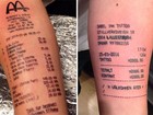 Lista reúne tatuagens de recibos e outras apostas absurdas