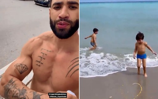 Nos EUA, Gusttavo Lima e Andressa Suita curtem praia com os filhos; vídeos