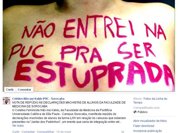 Coletivo de estudantes emitiu nota repudiando comentários que incentivariam estupro (Foto: Reprodução / Facebook)