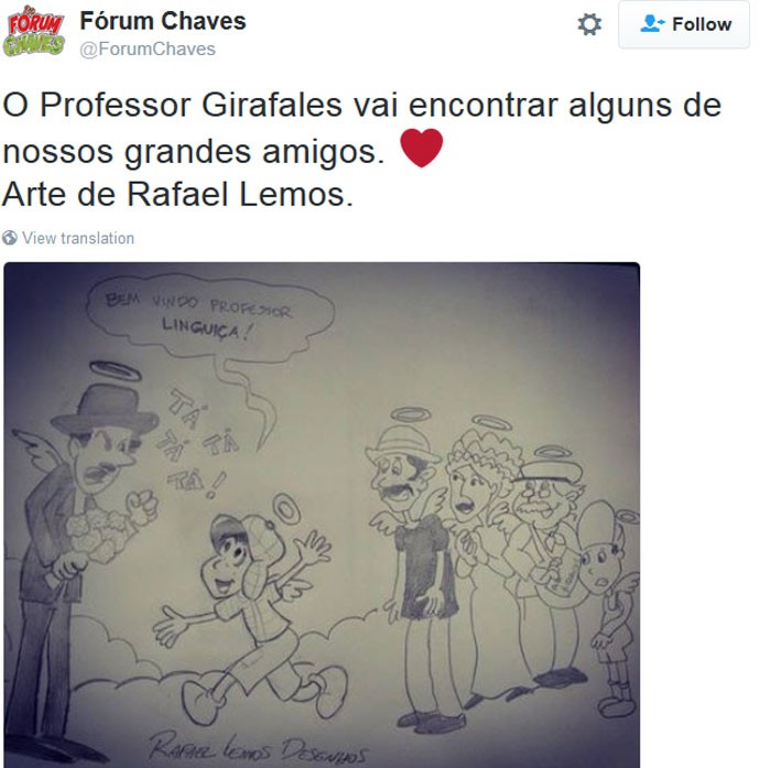 Professor Girafales, de 'Chaves', é homenageado por fãs nas redes sociais