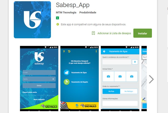 Aplicativo da Sabesp permite avisar sobre vazamentos