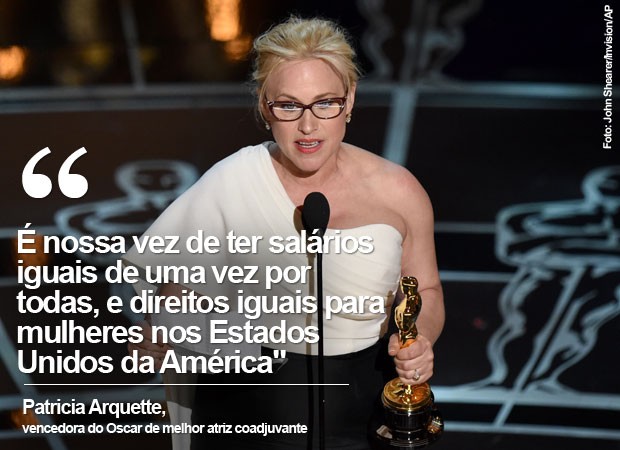 Patricia Arquette defendeu direitos iguais e salários iguais para mulheres nos EUA (Foto: John Shearer/Invision/AP)