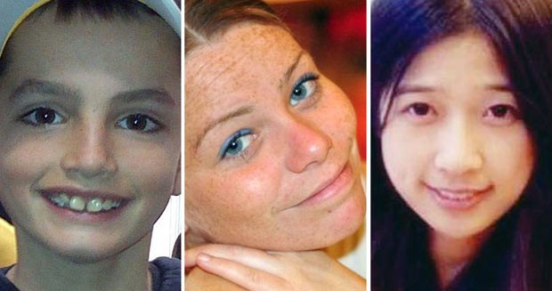 Fotos mostram os três mortos no ataque à maratona de Boston: Martin Richard, de 8 anos, Krystle Campbell, de 29, e a chinesa Lingzi Lu (Foto: AP)