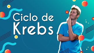 Professor ao lado do escrito "Ciclo de Krebs" em fundo azul.