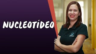 Professora ao lado do texto"Nucleotídeo".