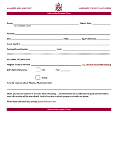 ALABAMA A&amp;M UNIVERSITY GRADUATE STUDIES (256-372-5266) Information Request Form