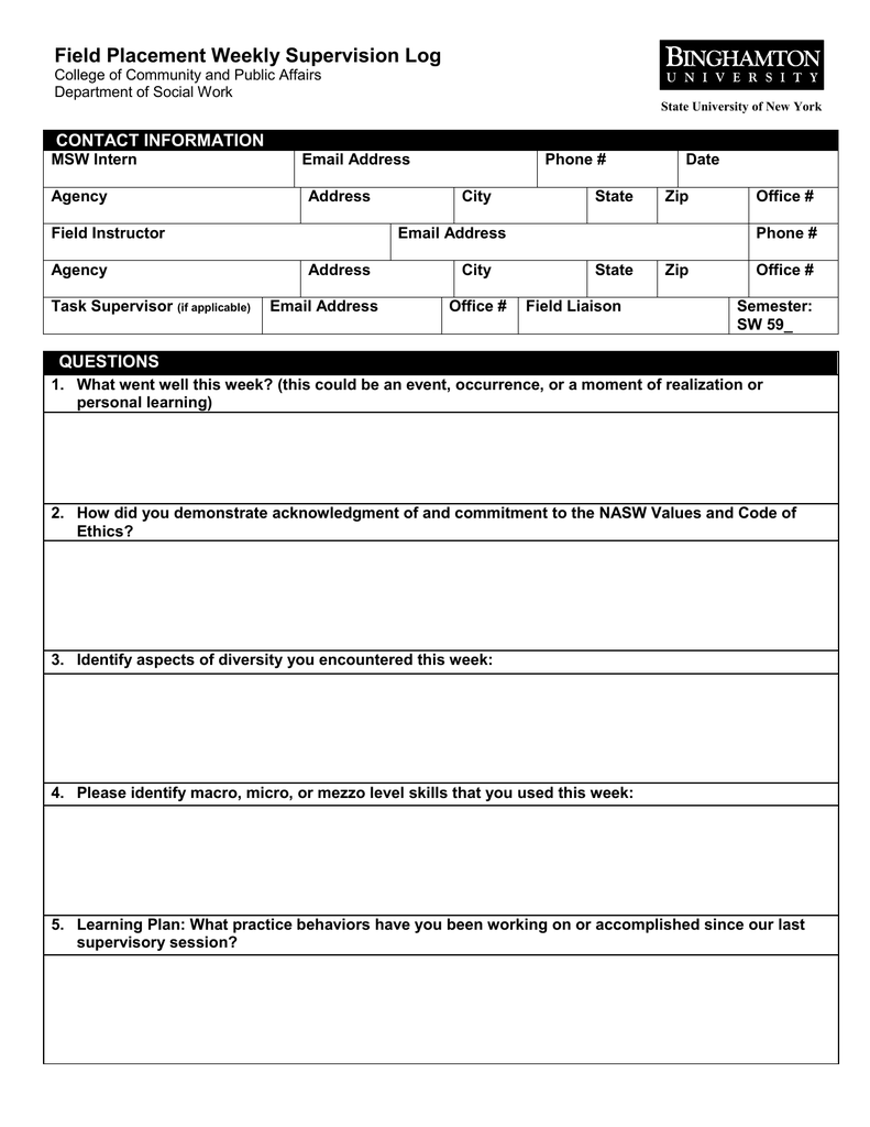 Social Worker Supervision Template