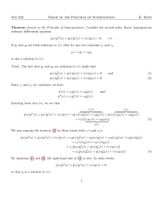 MA 222 Proof of the Principle of Superposition K. Rotz Theorem