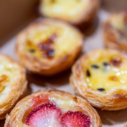 Photo of Pastelaria Adega - San Jose, CA, United States. Strawberry Pastéis de Nata aka Portuguese Egg Tart ($4/ea or $21/6)