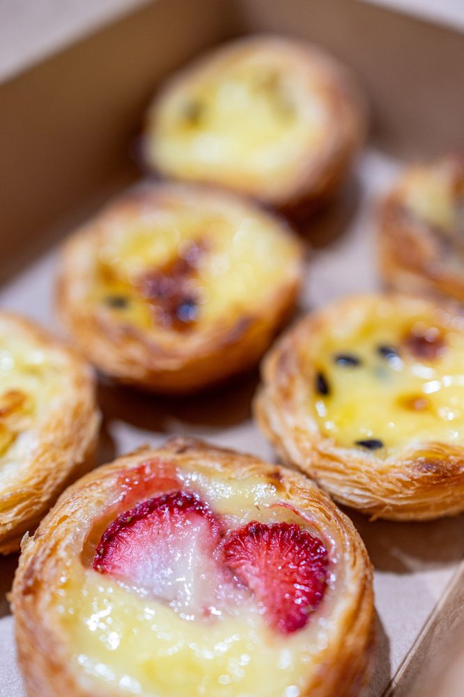 Photo of Pastelaria Adega - San Jose, CA, United States. Strawberry Pastéis de Nata aka Portuguese Egg Tart ($4/ea or $21/6)