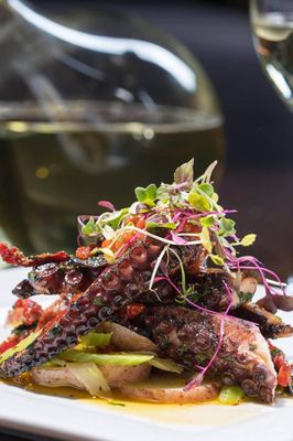 Photo of Beans and Vines - New York, NY, US. a plate of food and a glass of wine