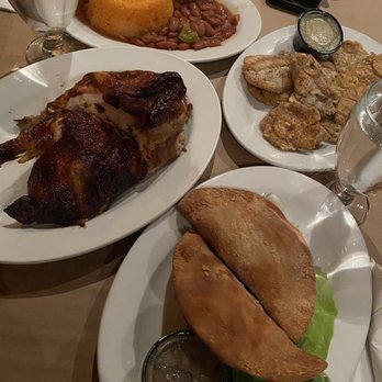 Empanadas  Chicken  Tostones  Rice and beans