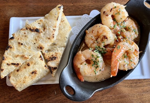 Photo of ROUX - Carmel Valley, CA, US. Sautéed Gambas with Brandy and Focaccia - delicious sauce! (07/31/23)